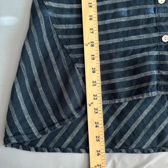 Habitat Tunic Top Women's Size S Linen Navy Striped Lagenlook Minimalist Boho - Picture 12 of 16